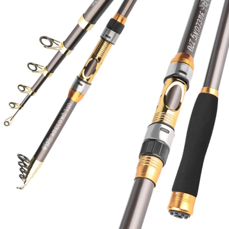 Telescopic Sea Rod Fishing Rod 2.4/2.7/3.0/3.3/3.6/3.9/4.5m Carbon Fiber Travel Rod Throwing Surf Fishing Rod
