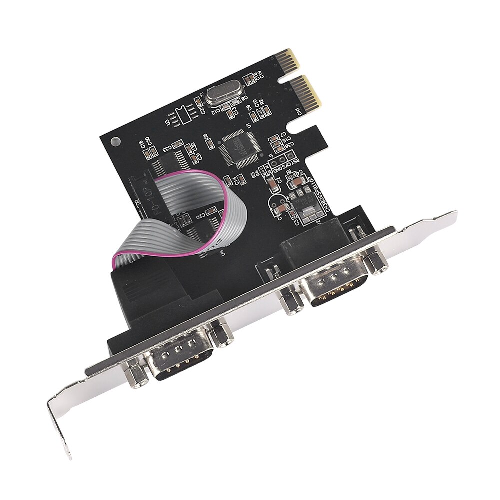 PCI-E Serial Card PCI-Express to Dual Serial Ports COM RS232 Interface Desktop Industrial Control Computer Expansion Card: Default Title