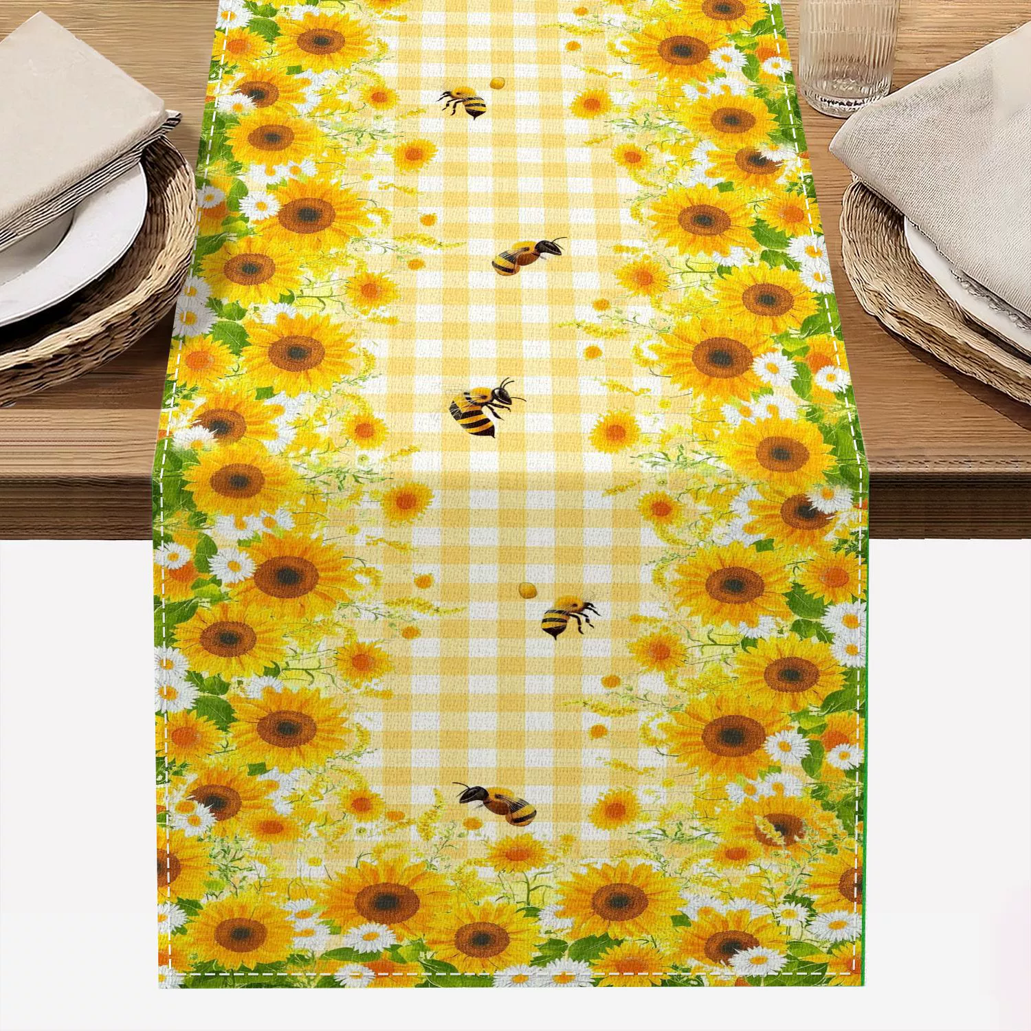 Fall Sunflower Table Runner 13x72 Inch Seasonal Autumn Farmhouse Table Runners for Dinning Kitchen Party Table Decoration: light yellow
