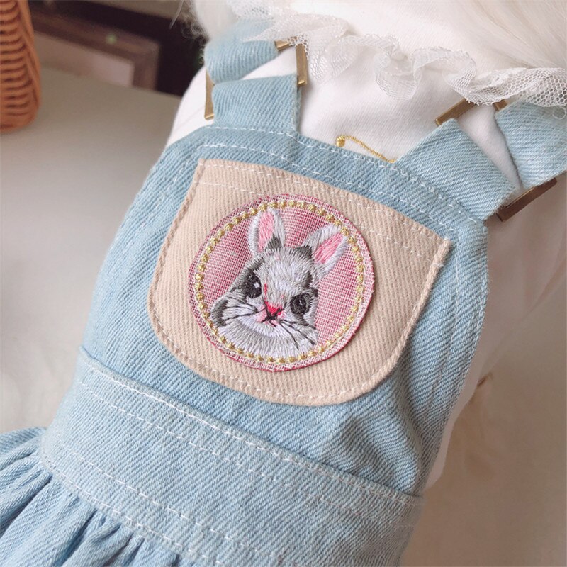 Dog Clothes Pet Dress Denim Coat Outfit Puppy Cat Skirt For Princess Girl Light Blue Cute Dress GD277, Pets Poodle