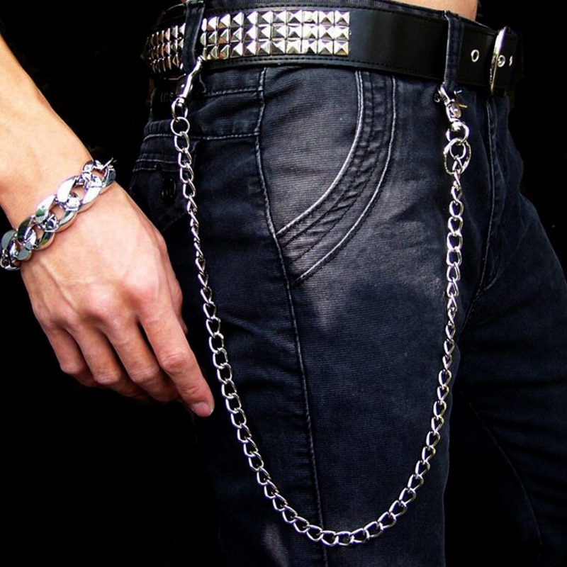 Goth Pants Chain Silver Layered Wallet Chain Punk Rivet Jeans Jewelry For Women 6827771e32518738ed303192