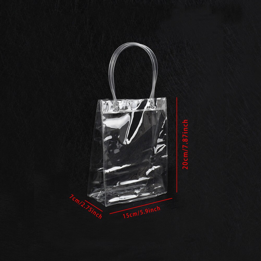 1 ud. Bolsas de mano transparentes DIY bolsa de compra transparente de PVC con cerrojo bolso Casual bolsas de almacenamiento de bolsas de de 5 tamaños
