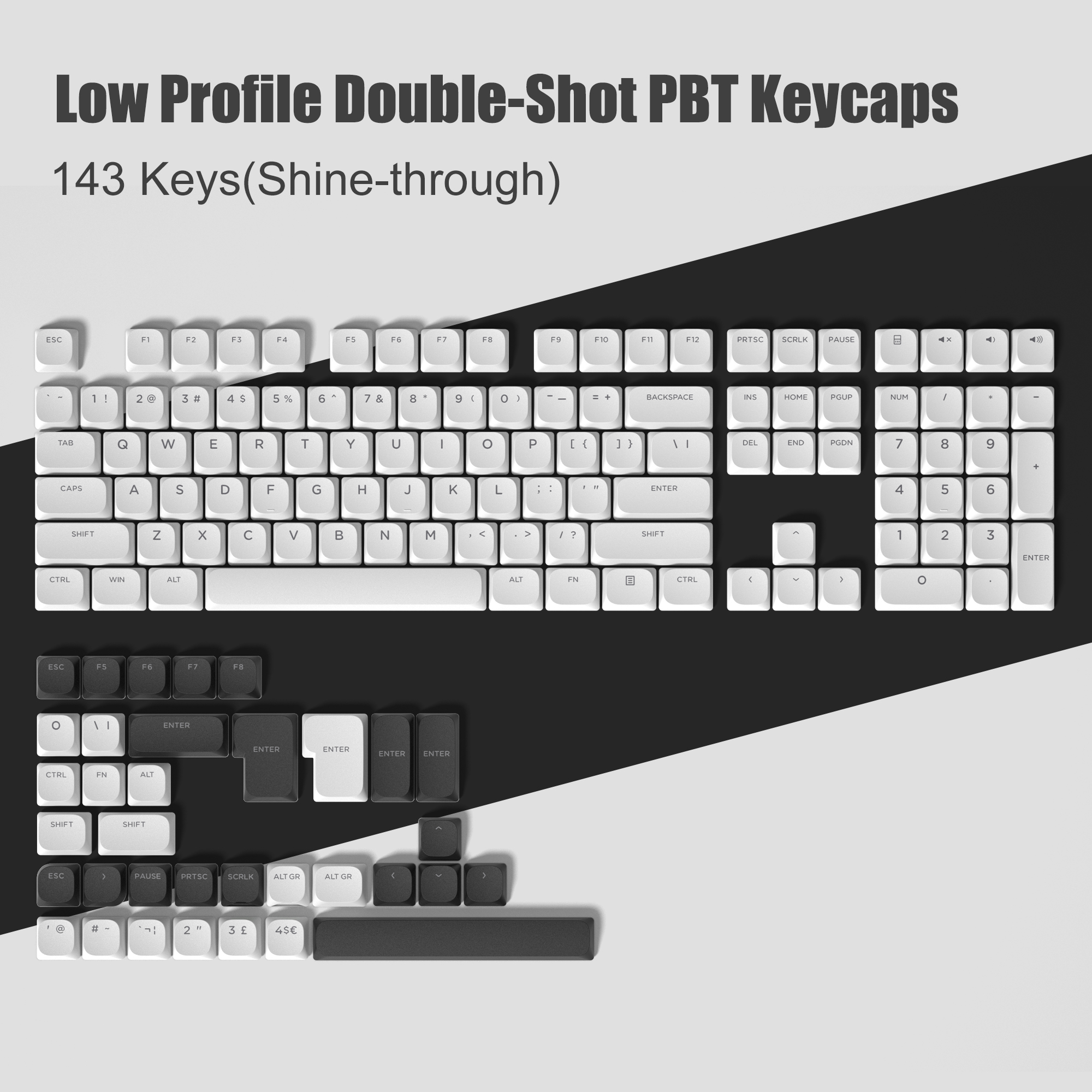 143 toetsen Low Profile PBT Keycaps Backlit Shine Through RGB Key cap voor 60% 61/87/104 Cherry Gateron MX Gamer mechanisch toetsenbord: Bruin