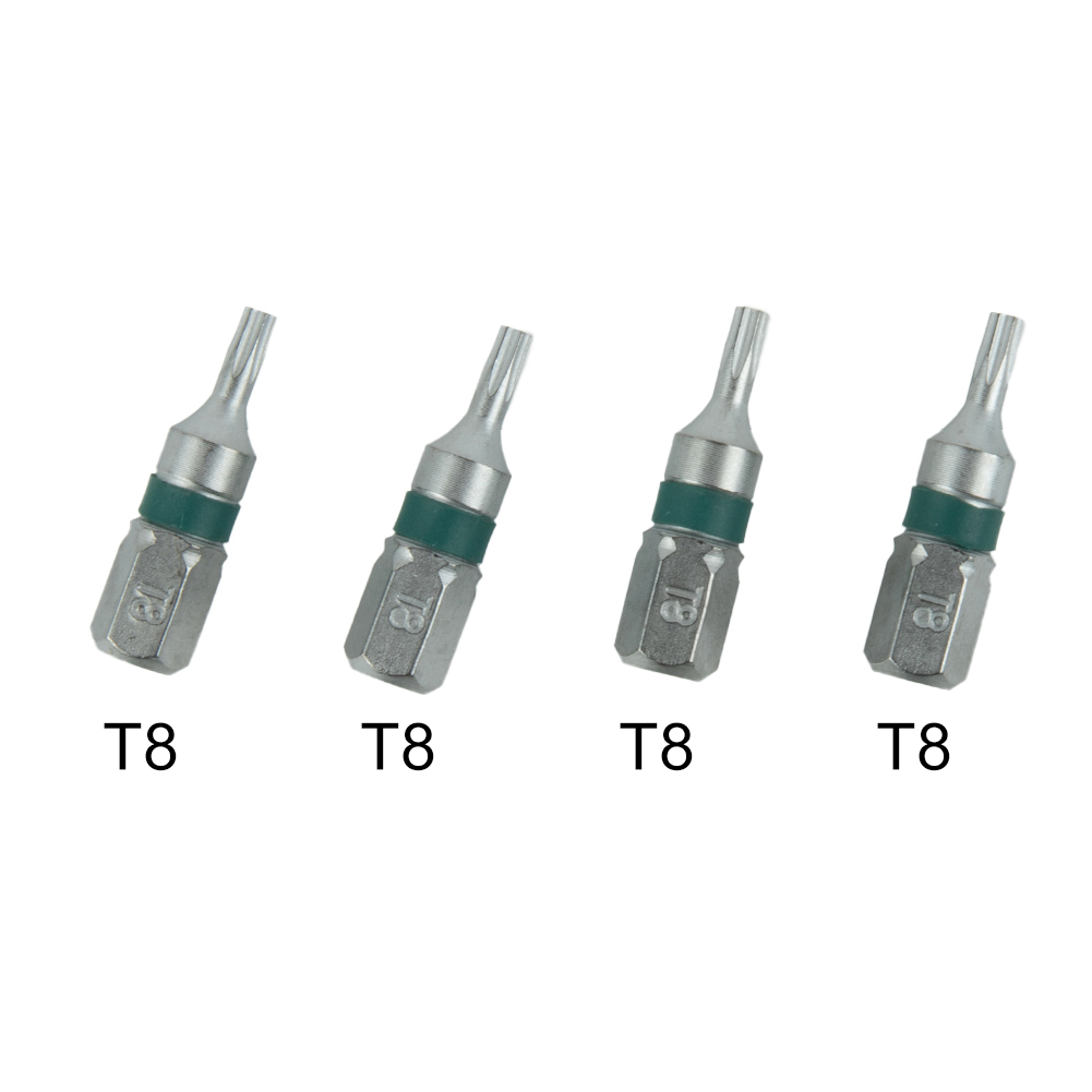 4 Stuks 25 Mm Magnetische Torx Schroevendraaier Bits Set Elektrische Schroevendraaier Hoofd T6/T8/T9/T10/T15/T20/T25/T27/T30/T35/T40 Schroevendraaier Bit: Black