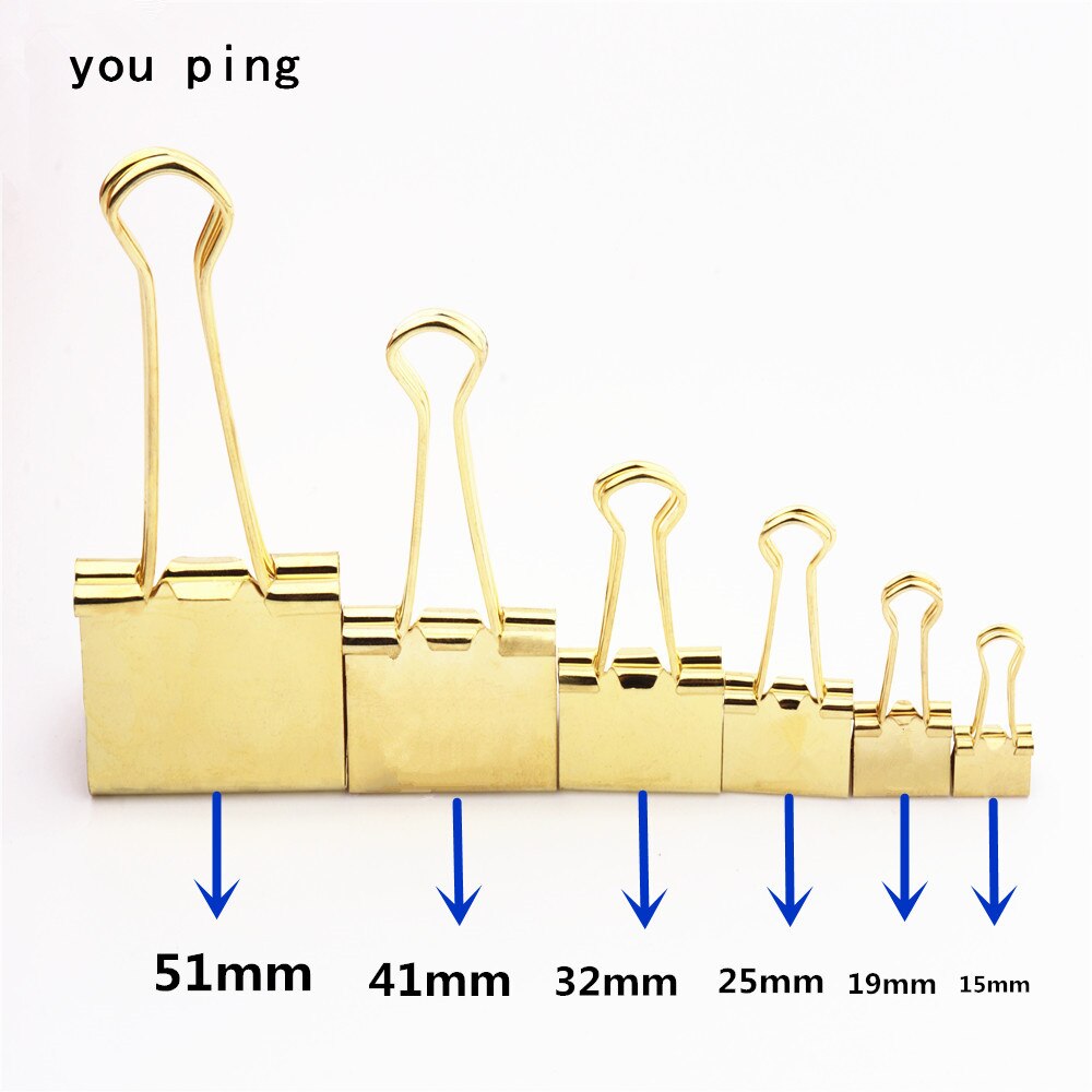 15mm 19mm 25mm 32mm 41mm 51mm Klemme Papier Bindemittel Clips Lesezeichen Memo Clip Schüler Schule Büro Liefert büroklammern