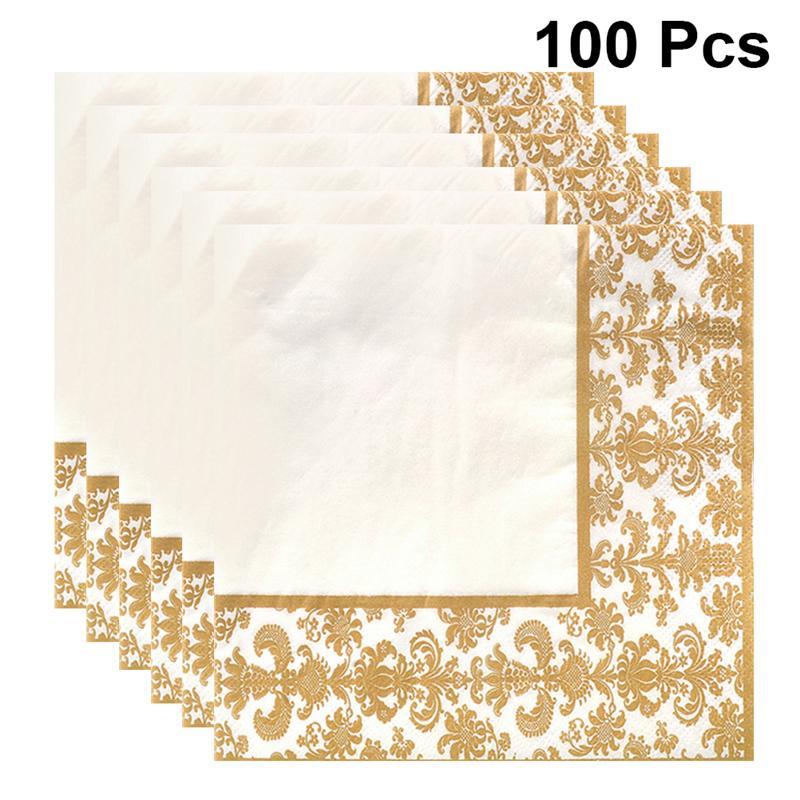 Serviettes jetables et légères en tissu 100 pièces | Pratique, imprimé doré, Restaurant, hôtel maison