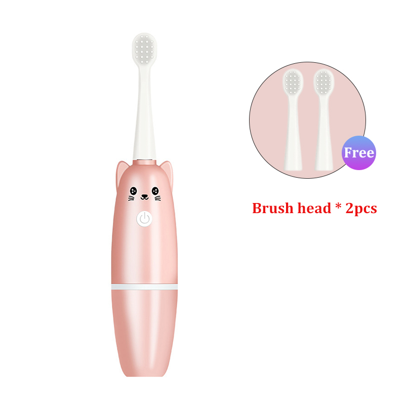 Kinderen Tandenborstel U-vorm Elektrische Tandenborstel 360 Graden Reinigen Kids Silicone Automatische Ultrasone Tanden Tandenborstel: pink A