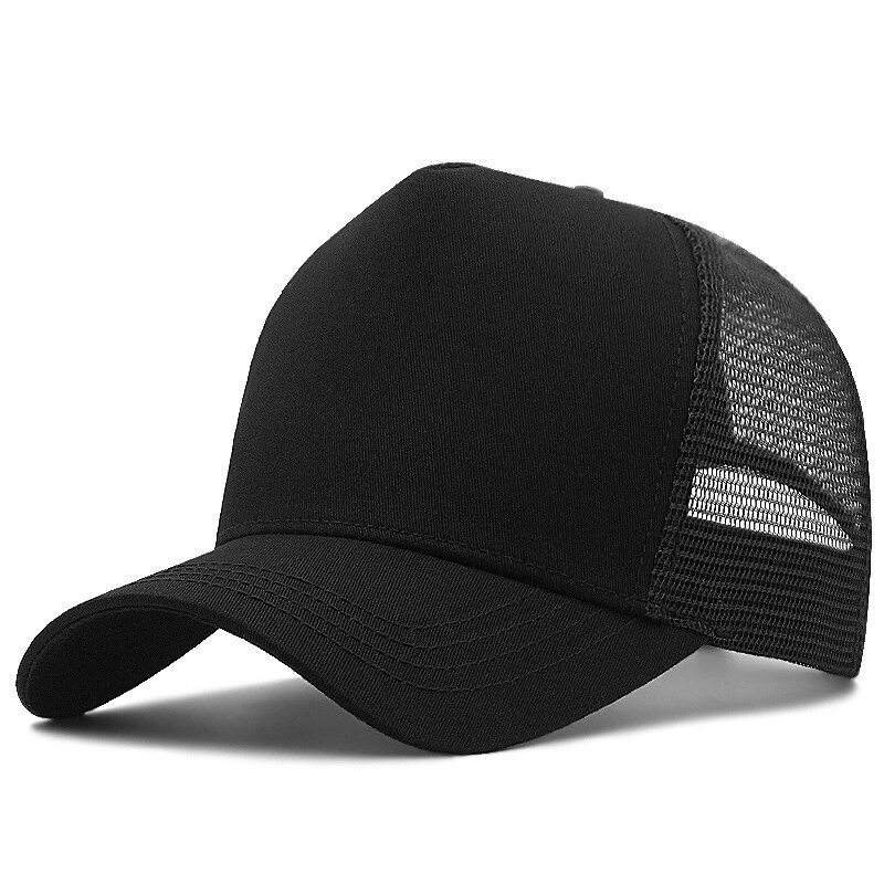 Man Large Size Mesh Baseball Hat Summer Outdoor Sun Hat Cotton Truck Caps Plus Size Sport Cap 56-60cm 60-65cm: Cotton black  / 56-60cm