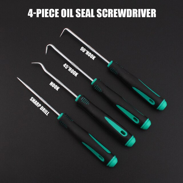4Pcs Car Oil Seal Screwdrivers O-ring Gasket Puller Remover Pick and Hook Set Auto Repair Tools Accessories 240mm/165mm: 01