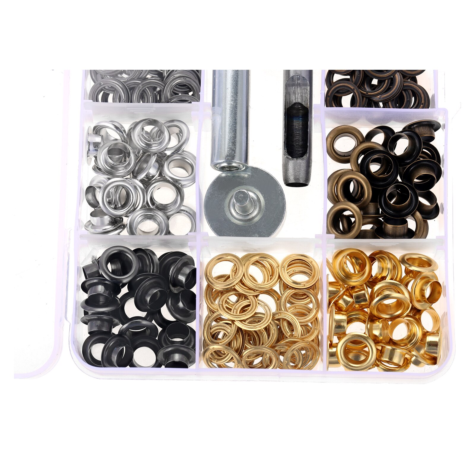 200Sets Copper Grommets Eyelets 4 Color Strong And Solid Grommet kit For Leather Tents Awnings With Setting Tool And Storage Box