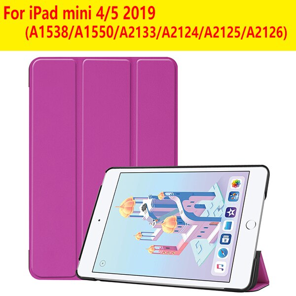 Cover Case for iPad Mini 1 2 3 PU Leather Silicone tablet case for iPad Mini 4 5 Tri-fold Stand Sleep Smart Cover Case