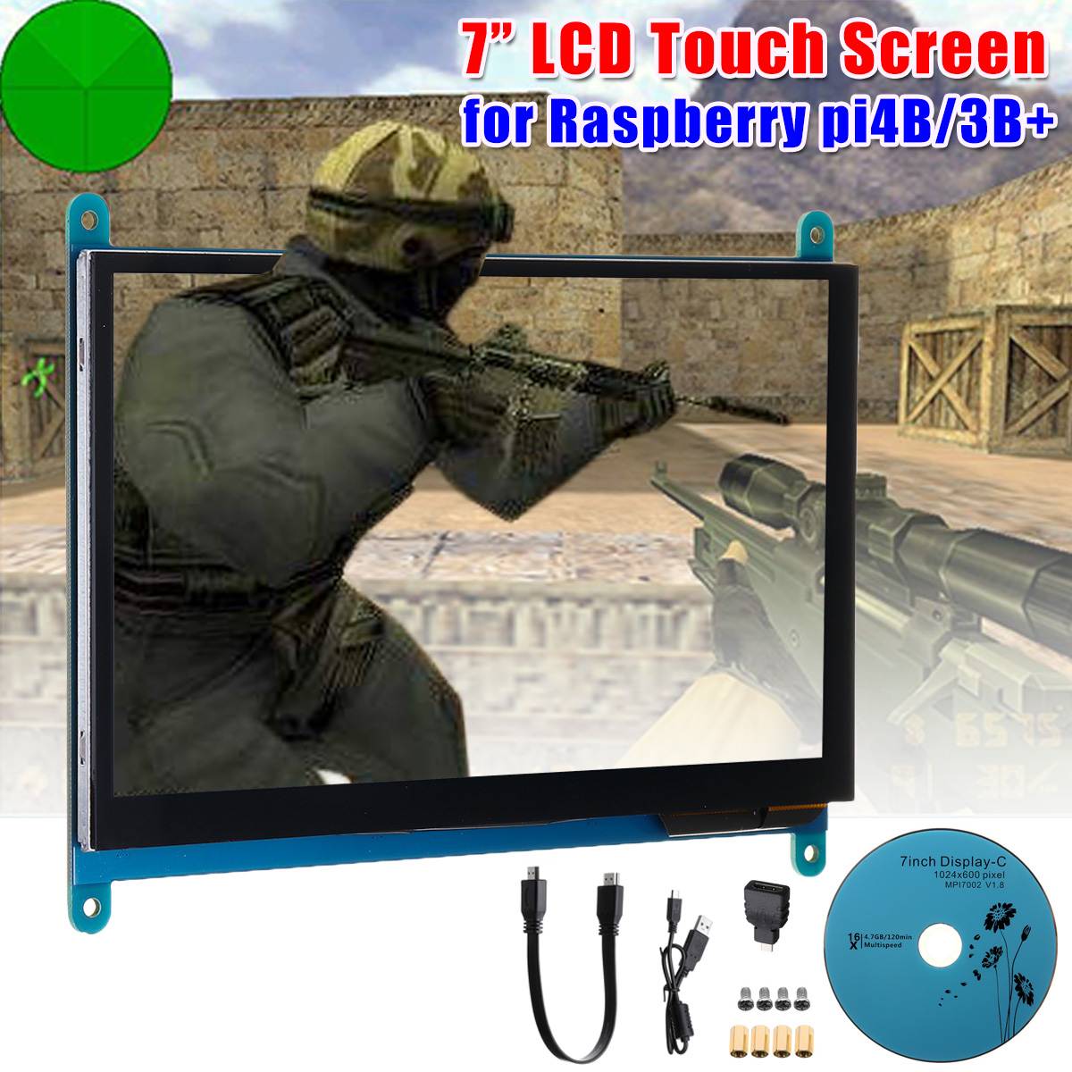 For Raspberry Pi 4B/3B+ 7 inch Touchscreen LCD Module 16:9 1024*600 Resolution Capacitive Touch Panel Capacitive Touch Screen