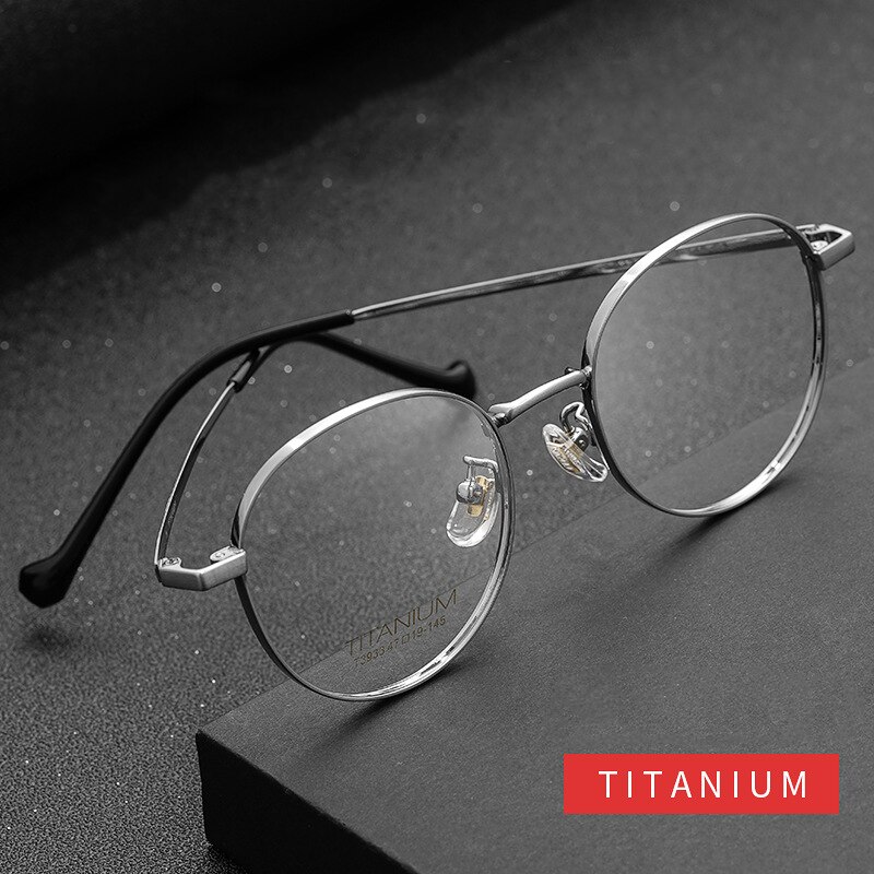Gafas de marco completo de titanio para hombre y mujer, lentes ópticas ultraligeras y redondas, de cara ancha, para miopía, T3933