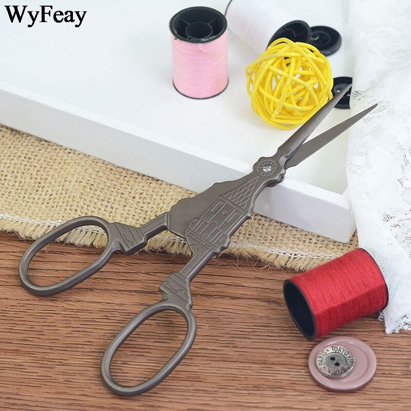 Zakka-Tijeras clásicas Retro vintage, herramienta de costura europea antigua, artesanía para el hogar, bordado de grúa, tijera de sastre