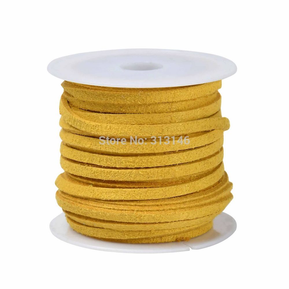 3mm 5M/Roll Flat Faux Suede Cord Leather Lace DIY Handmade Beading Bracelet Necklace Craft Supplies Jewelry Making Thread String: Gold