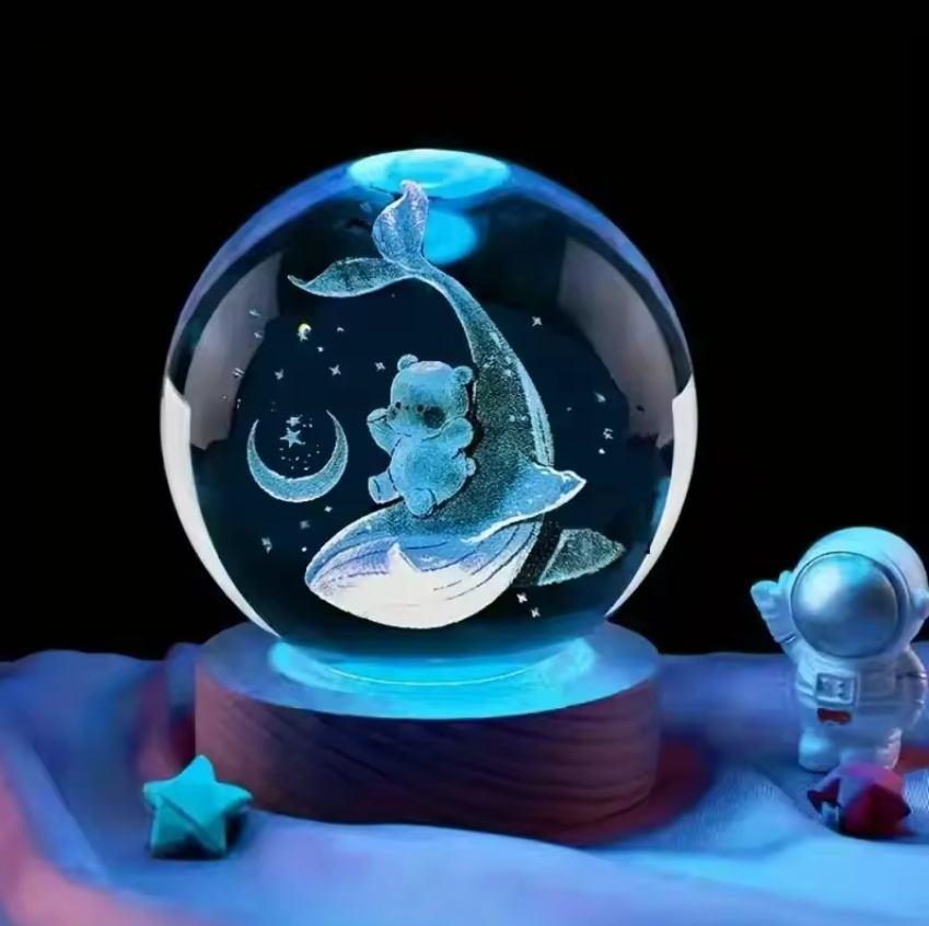 3d kristalllampor lampa glödande planetarisk galax nattlampa kristallkula nattlampor sänglampa heminredning jul: Mång / Gul