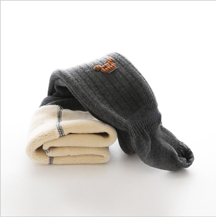 Winter Panty Voor Meisjes Gebreide Katoenen Geribbelde Baby Meisje Kousen Zachte Ademende Kinderen Panty Geschikt Voor 0-10Yrs: dark gray / M(2-4T)