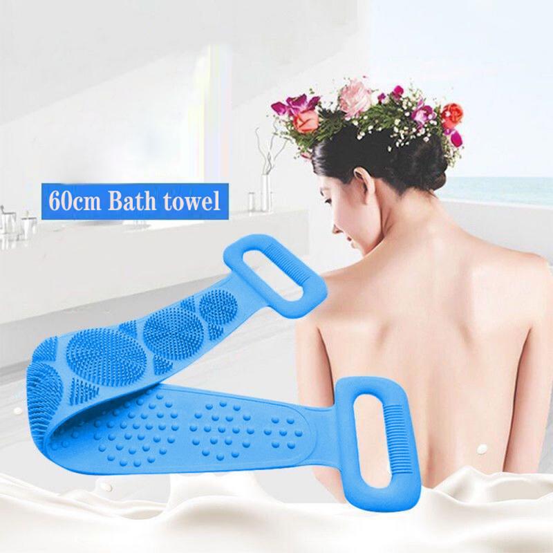 Toalla de fregado de silicona larga, cepillo para masajes de baño, Spa para frotar el barro, herramienta de exfoliación corporal, 8 estilos a elegir