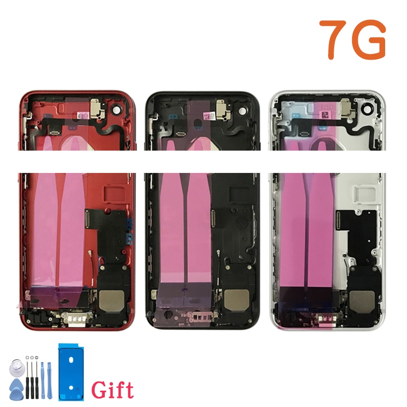 Fuld bagcover til iphone 7 7g or 7 plus hus batteridør midterste chassis ramme huse samling dør bag med flex kabel