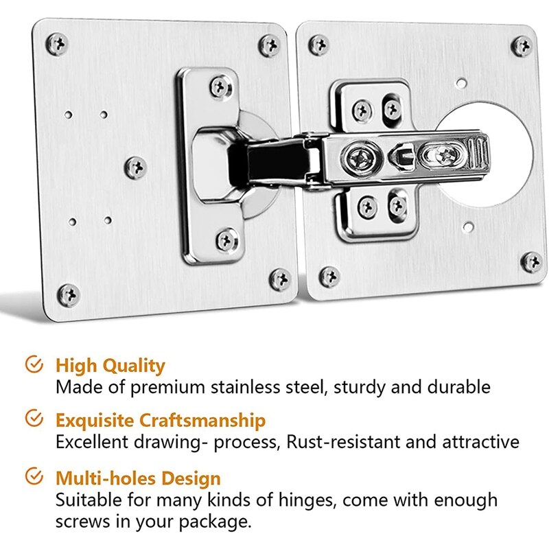 2 Pack Soft Closing Kast Scharnieren, 90 Graden Insert Deur Scharnier Met 4 Pcs Kabinet Scharnier Reparatie Plaat Metalen Scharnieren