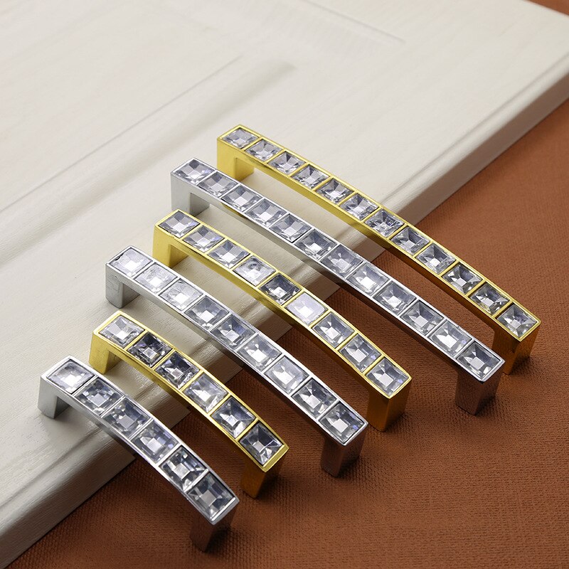 Gold Kristall Schrank Griffe Glas Kommode Knöpfe Schublade Zieht Silber Strass Knöpfe Platz Möbel Tür Zieht