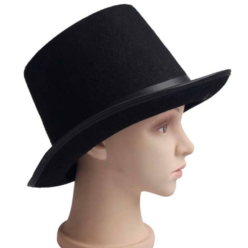 Hombres Mujeres Retro Mago Negro Jazz Cap Halloween fieltro Top Hat DIY Steampunk mascarada vestido de accesorios para Cosplay