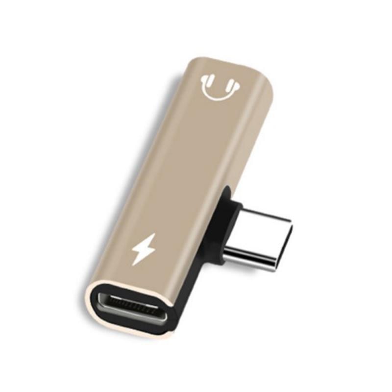 Usb-c type c  to 3.5mm aux jack lydadapter øretelefon laderomformer for huawei xiaomi samsung: Gull
