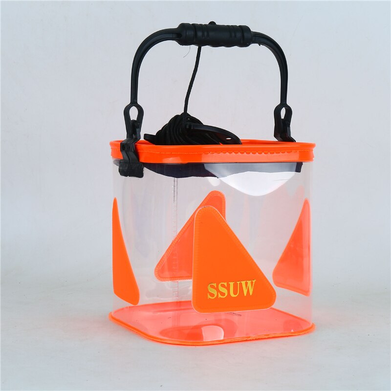1Pcs Draagbare Transparante Vis Emmer Outdoor Opvouwbare Water Opslag Visgerei Met Mesh Deksel