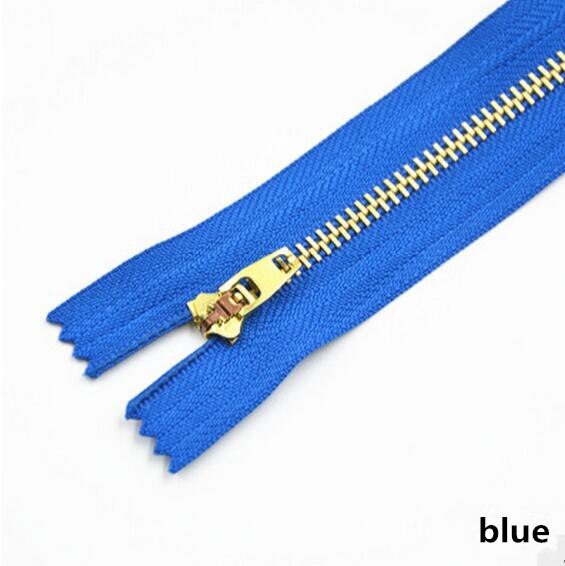 5 pièces 3 # fermeture à glissière en métal 13cm serrure automatique fermeture à glissière pour pantalon veste poche jean sac bricolage couture Zips vêtement accessoires A4-17: blue