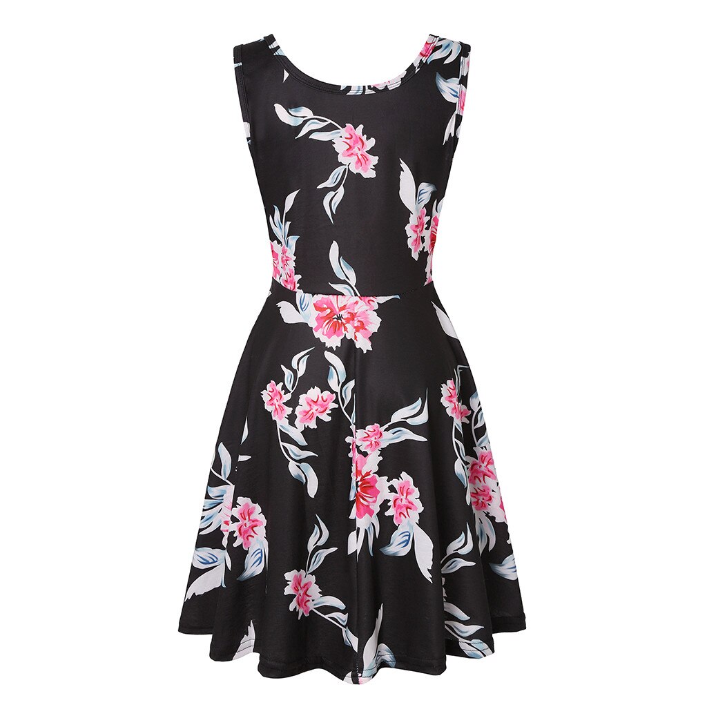 Vrouwen Mouwloze Bloemenprint Zomer Strand EEN Lijn Casual Dress Party Dress2019 vrouwen mode print jurk