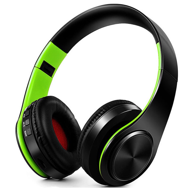 Auriculares inalámbricos estéreo Auriculares inalámbricos con Bluetooth auriculares inalámbricos portátiles compatible con radio FM tarjeta TF con micrófono para teléfono: black green