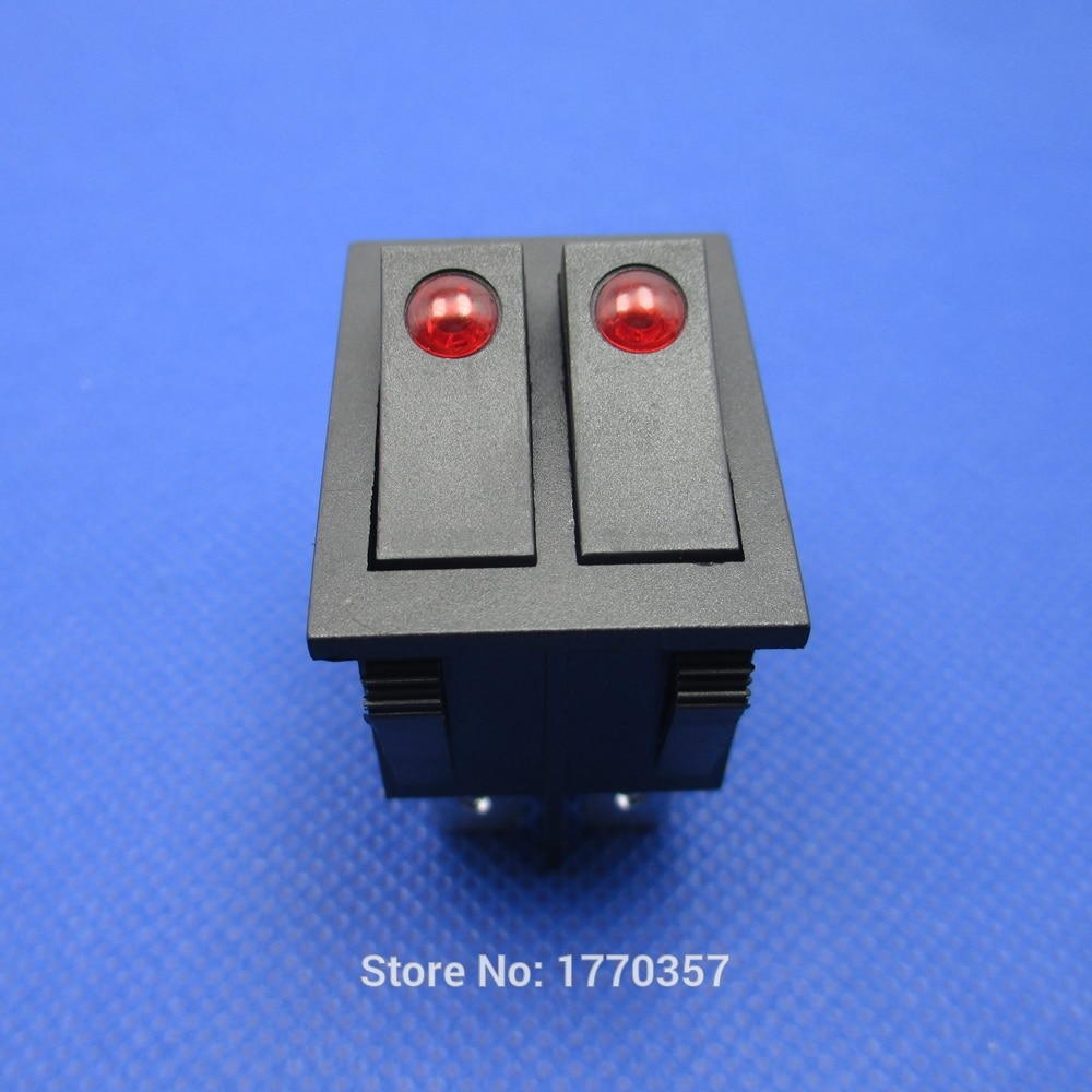 2pcs brand button rocker switch double electrical switch for warmer oil heater 6 pins with light On-Off 16A 250VAC