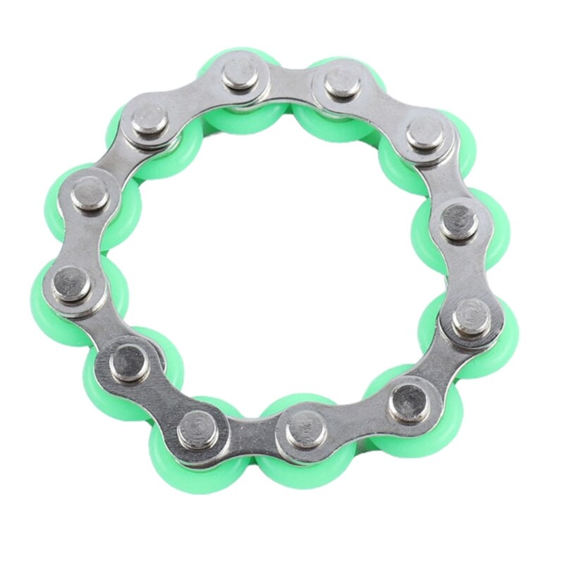 Fidget Spinner Bike Chain Bulk Fidget ansia rilascio giocattolo stress Vent Mini Key Flippy Chain 4 colori metallo Non sbiadito: Green