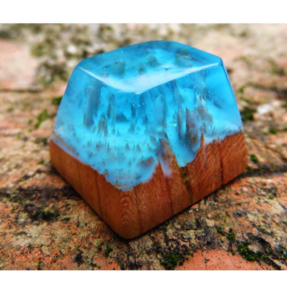 Handmade Backlight Resin Keycaps For Cherry Mx Switch Mechanical Keyboard OEM R4 Luminous Snow Mountain Jungle Wood Key Caps: Keycaps 2