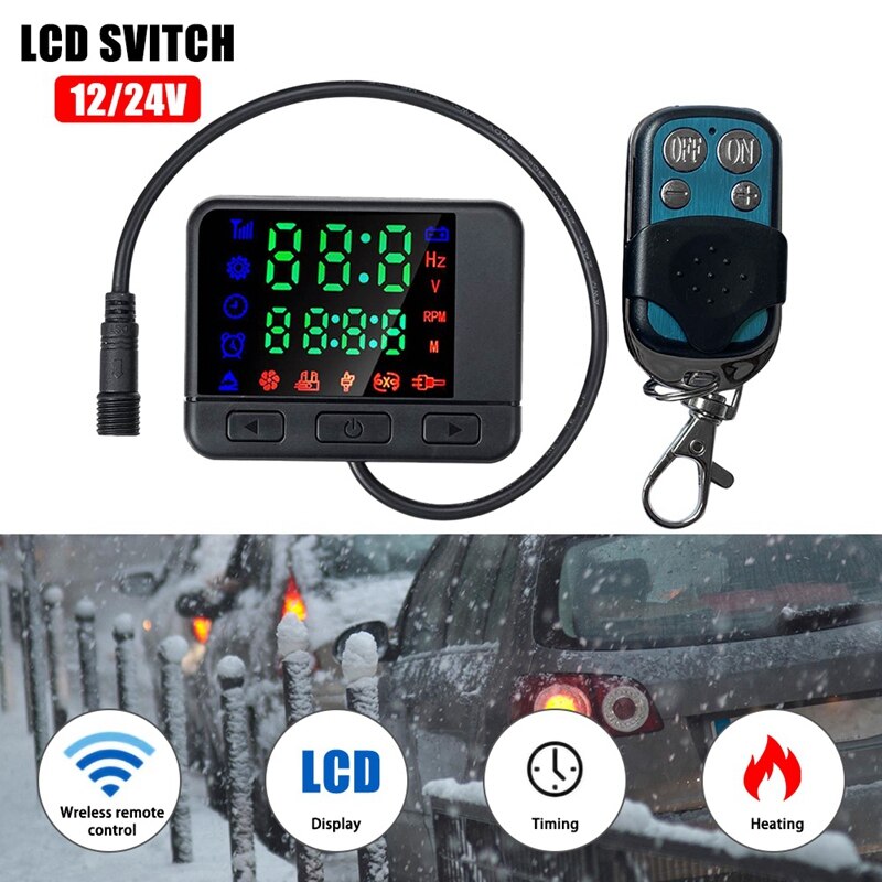12v/24v lcd monitor switch fjernbetjening til bilspor råolie luftvarmer parkeringsvarmer bilvarmer tilbehør: Default Title