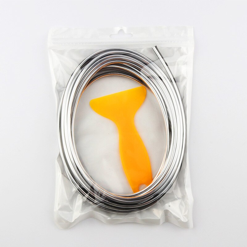 1Pc Super Flexible 5M Car Interior Moulding Trim Strip Door Gap Edge Moulding Trim Universal Decorative Line Auto Accessorie CSV: Silver