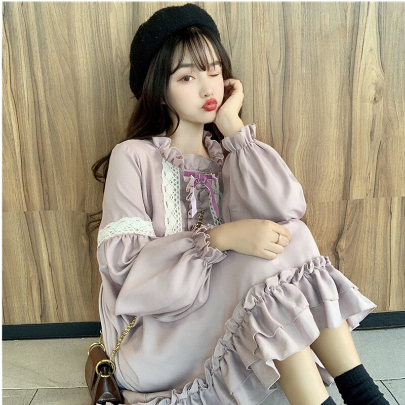 Robe de bal en dentelle, style japonais, Kawaii, lanterne, champignon, chapeau, Harajuku, Lolita