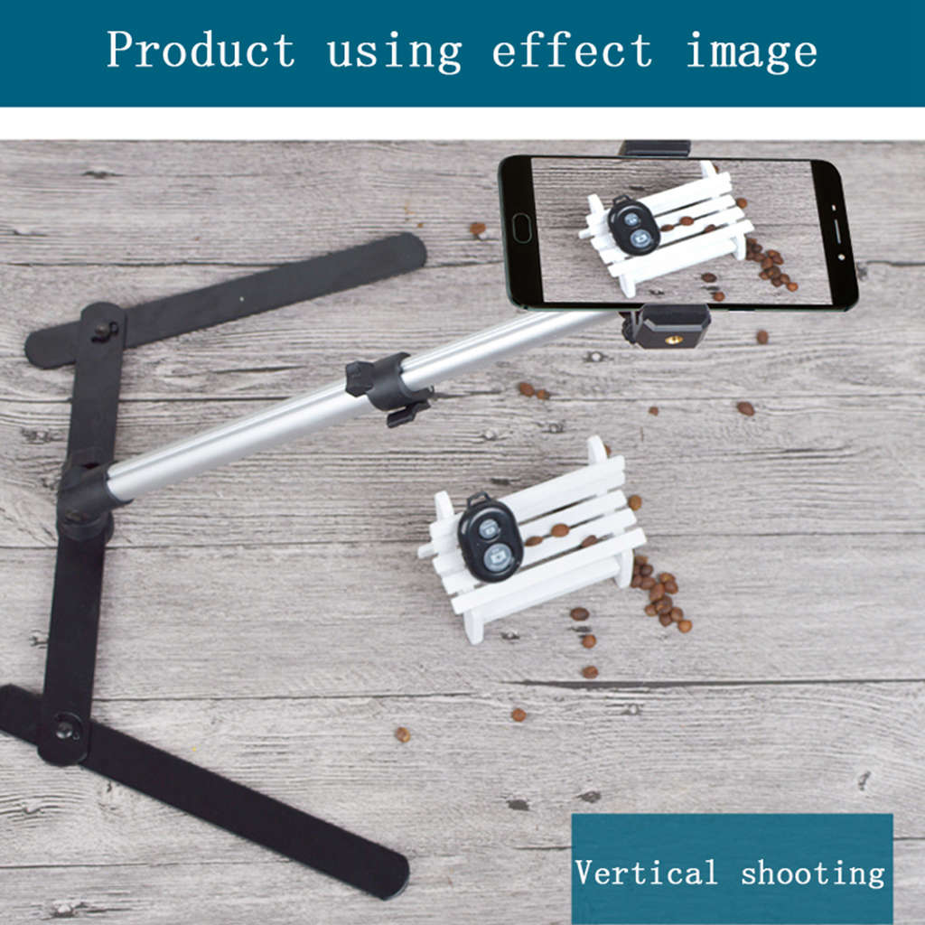 Photography Adjustable Table Top Mini Monopod Set Aluminum Alloy Stand+Phone Clip Fill-In Light Bluetooth Control