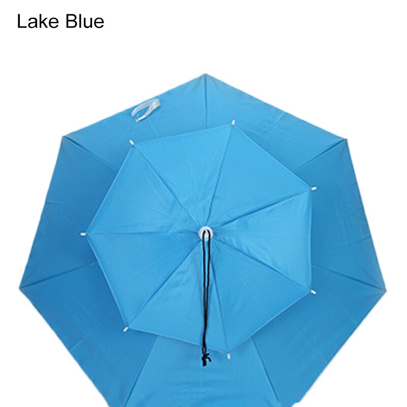 Regntøj sommersol/regn solid dobbelt vindtæt anti-uv paraplyer hat fiskehat bærbar: Søblå