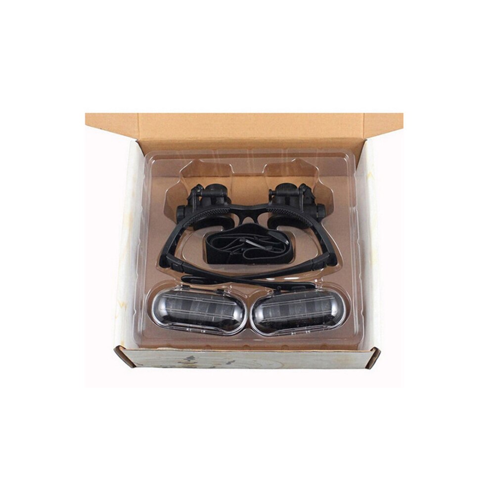 Magnifying Glass Glasses Loupes Magnifier Eyewear with LED Lighting Watch Repair 10X/15X/20X/25X Lens