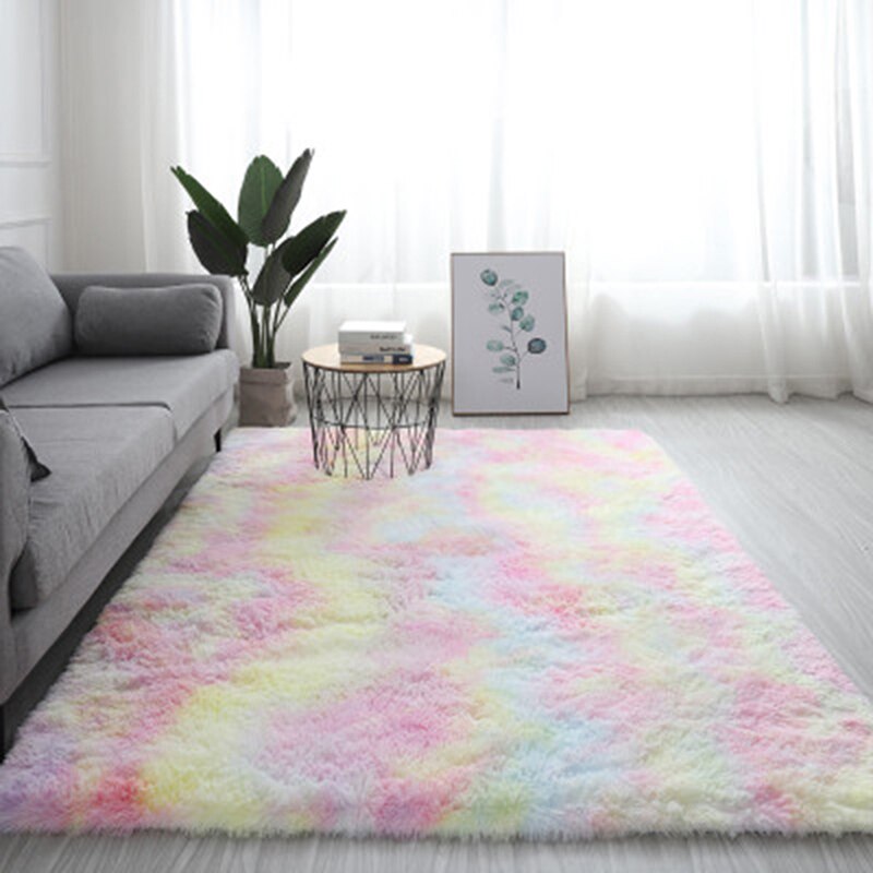 Shaggy tie-dye tæppe trykt alfombra plys gulv fluffy måtter børneværelse imiteret pels område tæppe stue måtter silkeagtige tæpper: K