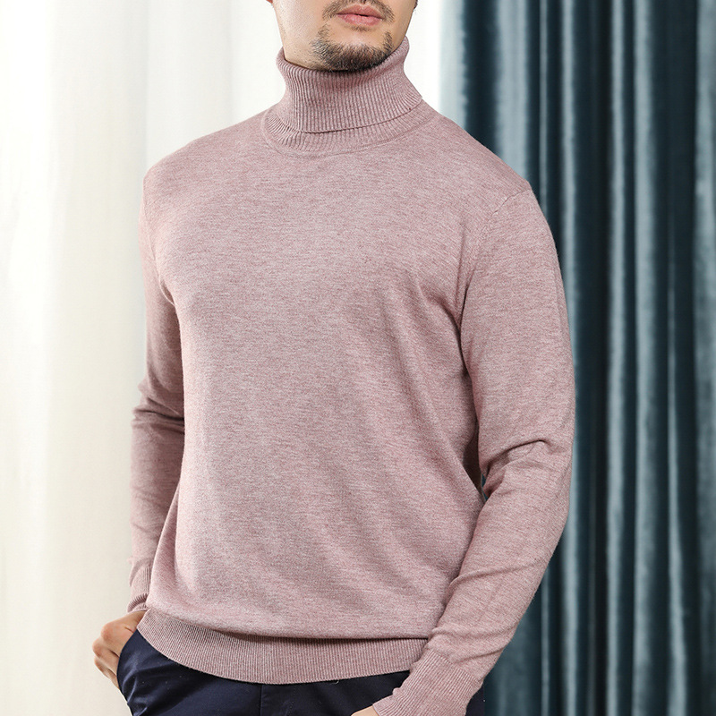 Autumn Winter Thick Turtleneck Sweater Men Pink Oversized Sweater Male Knitted Pullover Casual Long Sleeve Loose Knitwear Xxxl