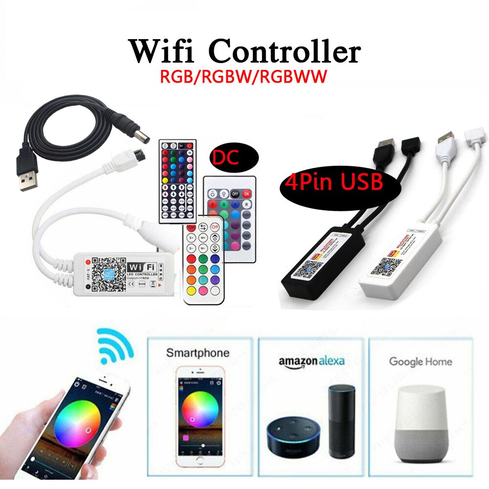 Magic home usb smart wifi led-controller rgbw rgb cct pixel strip alexa google home bluetooth muziek 5/12/24v dc naar usb-connector
