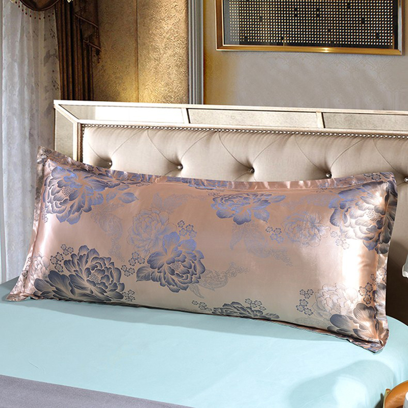 Satin langt sengetøj pudebetræk jacquard blomstermønster blød glat krop pudebetræk maskinvaskbar pudebeskytter: F / 48 x 180cm