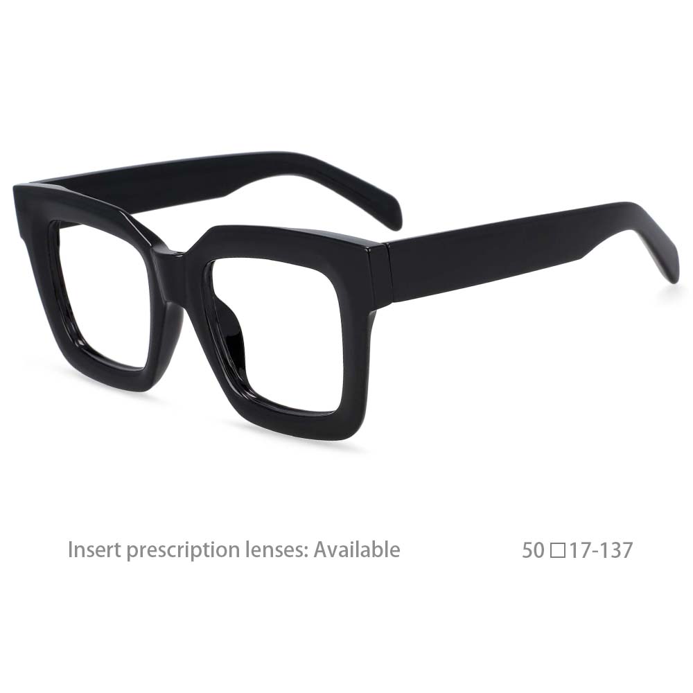 54406 Large Frame Square Glasses Frame Men Women Read Computer Glasses Frame: Black
