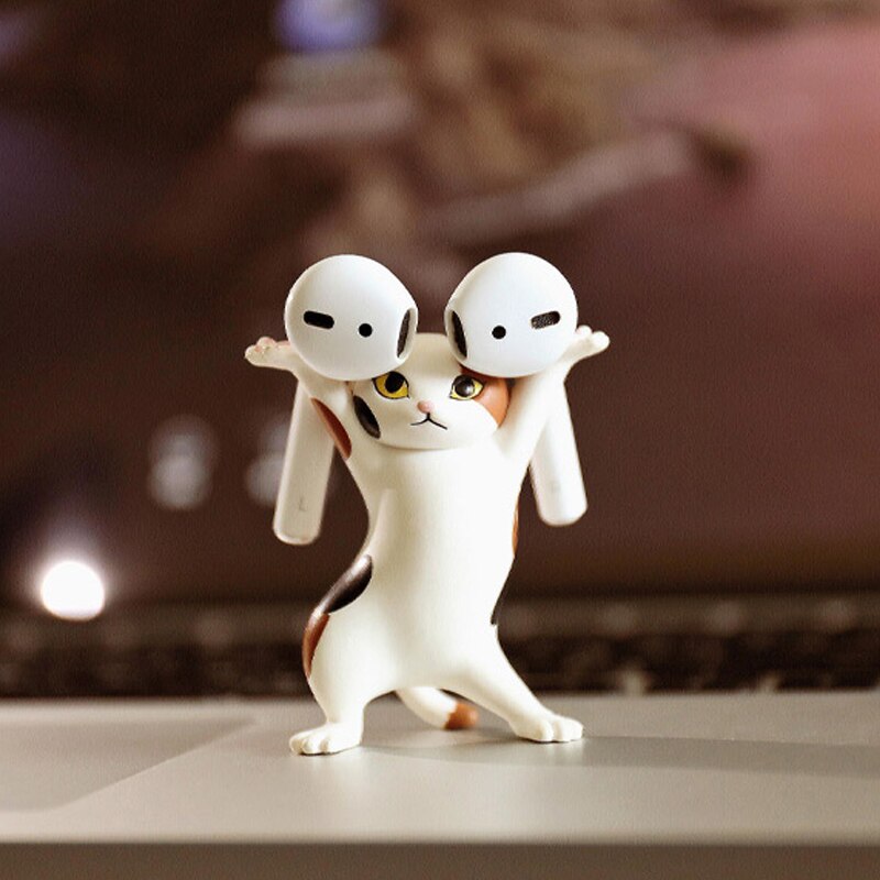 Katze Handgemachte Modell Stand Dekoration Angehoben Stift Halfter Telefon Halfter Airpods 1 2 3 Nette Katze Dekoration Katze Halfter: gemalt