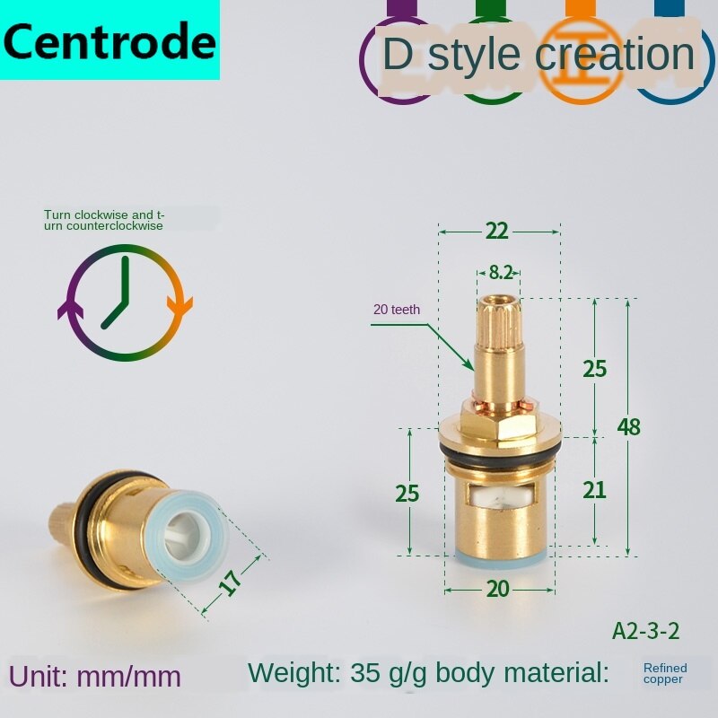 Faucet copper valve core and cold water fast opening triangle valve switch ceramic valve core copper head repair parts: Chrome