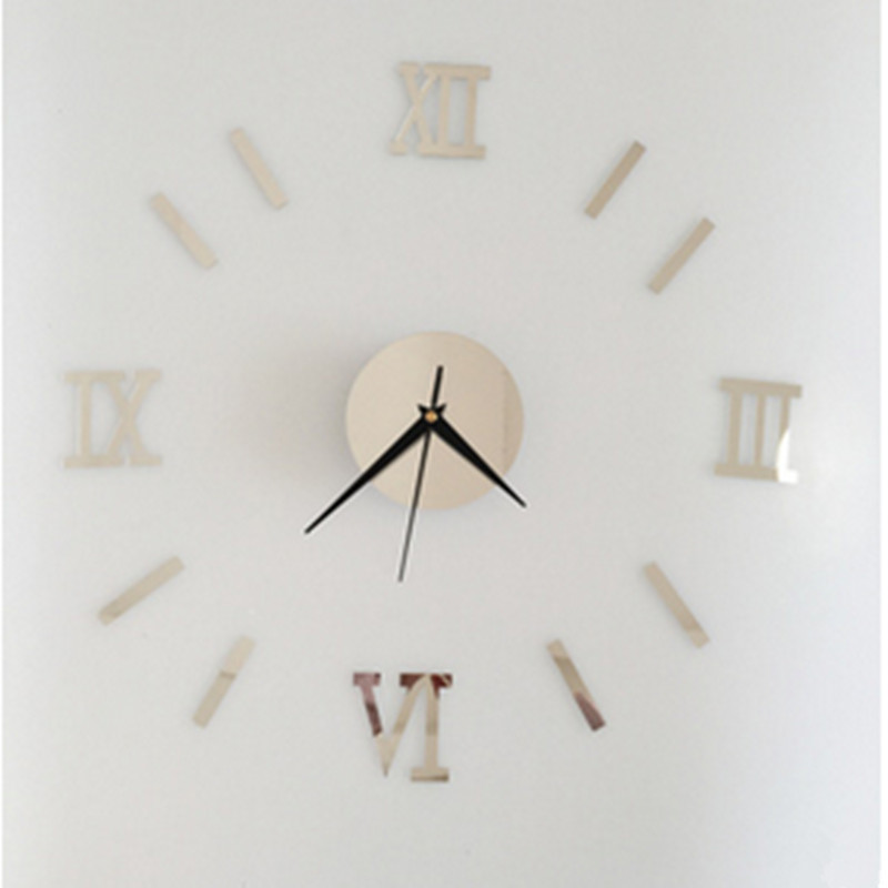 Reloj De Pared grande 3D DIY, moderno, decoración del hogar, Reloj De Pared De cuarzo, pegatinas, Reloj De Pared, relojes De espejo acrílico De 20 pulgadas: Plata