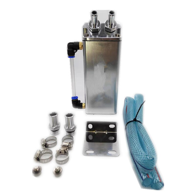 Universal SPSLD Engine Square Shape Oil Catch Can Oil Tank Reservoir With 2 Bigger Fittings Oil Catcher: SILVER