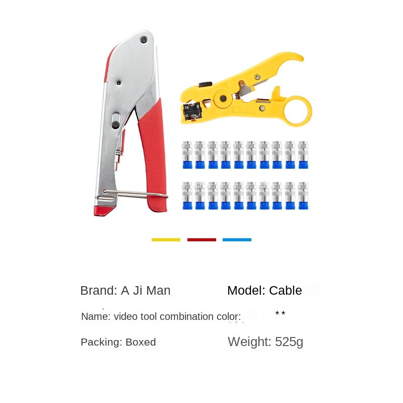 Wire Cutters and Wire Strippers Set Coaxial Cable F-head Extrusion Pliers and Wire Strippers Combined Network Tool